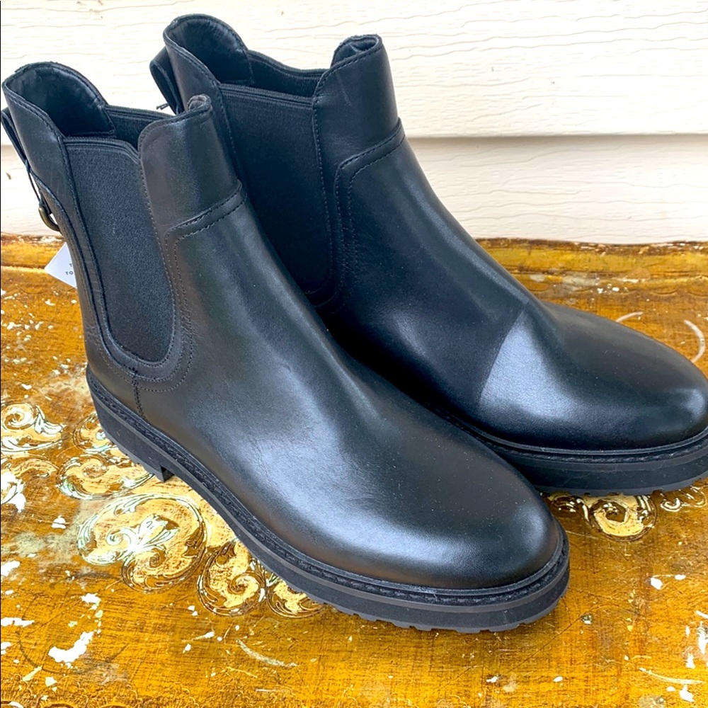 Cole Haan GREENWICH Black Leather Chelsea-Style Chukka Boots SZ 6.5 NWT
